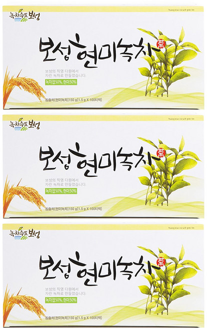 녹차수도보성 현미녹차 티백, 1.5g, 100개입, 3개