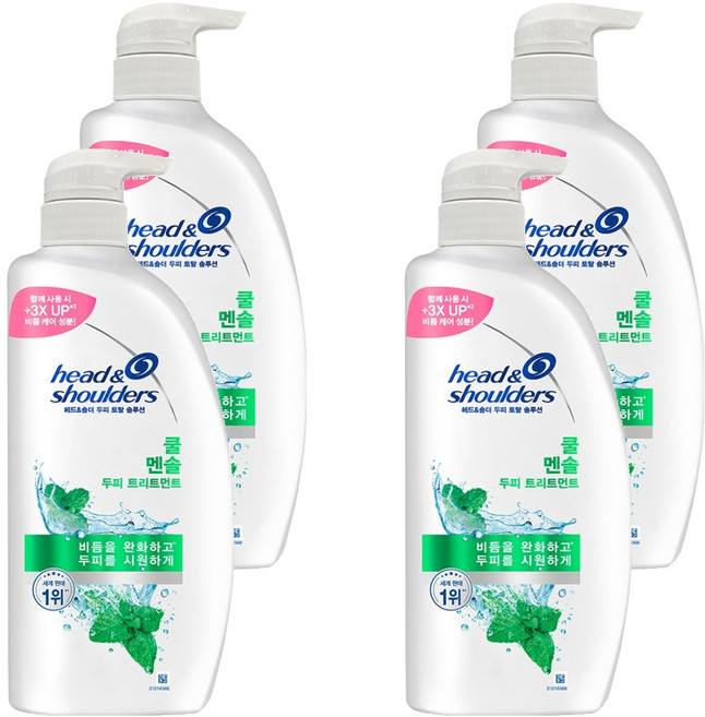 head&shoulders 海倫仙度絲 全效解決方案 酷涼薄荷頭皮護理, 4個, 850ml