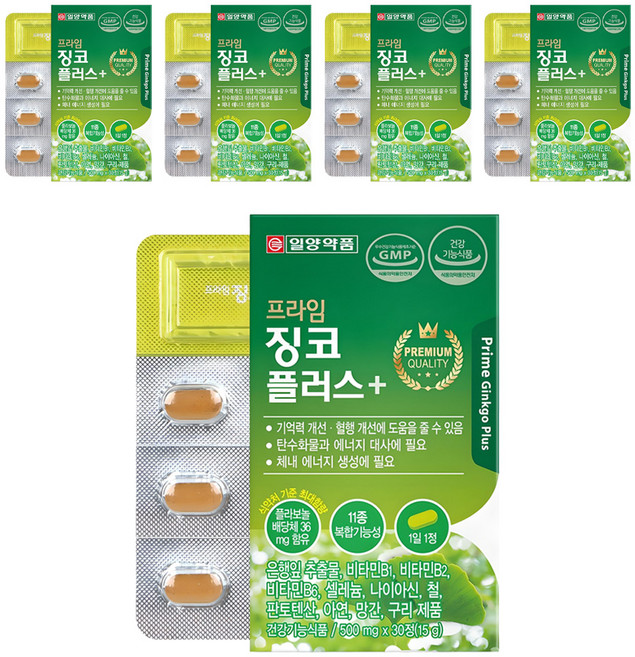 일양약품 프라임 징코 플러스, 30정, 5개