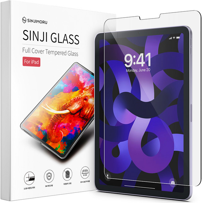 신지모루 태블릿PC 풀커버 9H 고경도 강화유리 액정보호필름, 1개