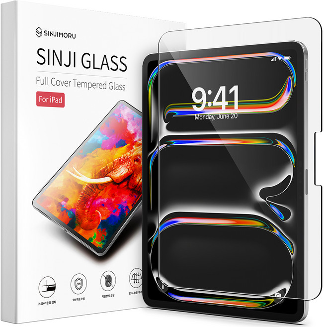 신지모루 풀커버 고경도 강화유리 액정보호필름 세트, 1개