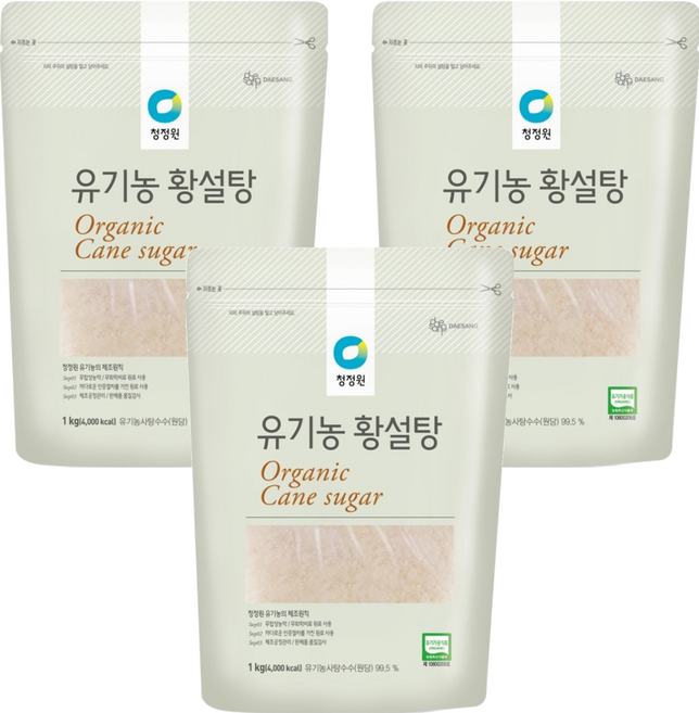 청정원 유기농 황설탕, 1kg, 3개