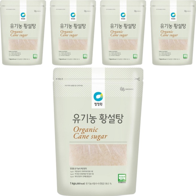 청정원 유기농 황설탕, 1kg, 5개