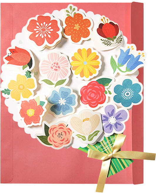 투영디자인 Big 꽃다발 롤링편지지 ver2, 핫핑크, 1세트