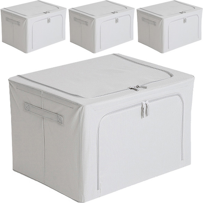 하우스레시피 어반 패브릭 리빙박스, 라이트그레이, 66L, 4개