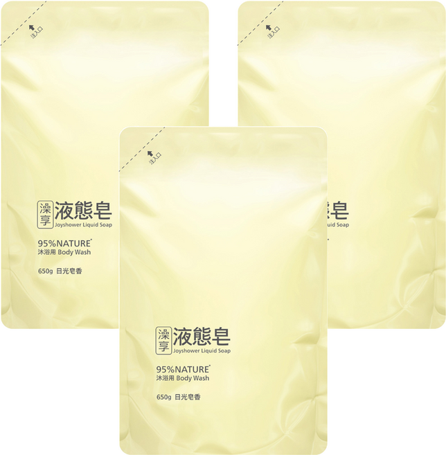 澡享 液態皂沐浴補充包 日光, 3包, 650g