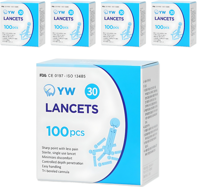 YW 일회용 수동 채혈침, 100개입, 5개