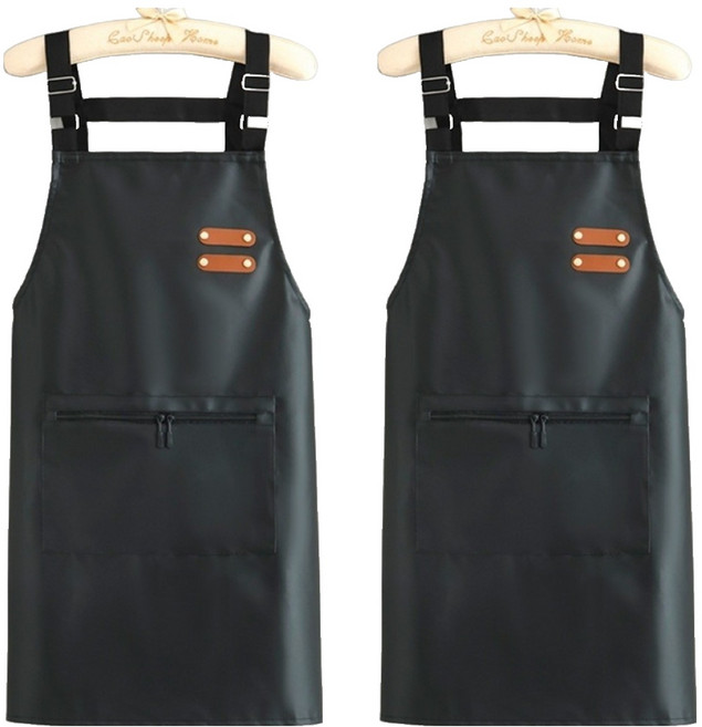 심쿵하니 다용도 방수 앞치마, 블랙, 2개