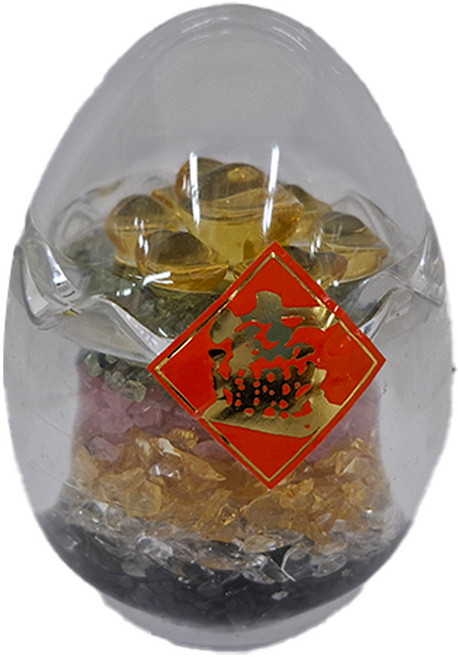 五行碎石 水晶蛋聚寶盆 招財元寶 240g
