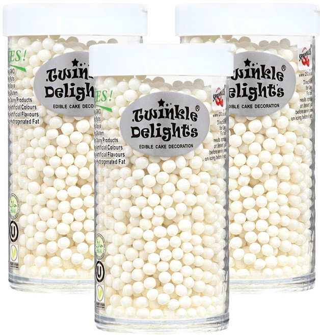 퀄리티스프링클 화이트 펄 스프링클 3mm, 75g, 3개