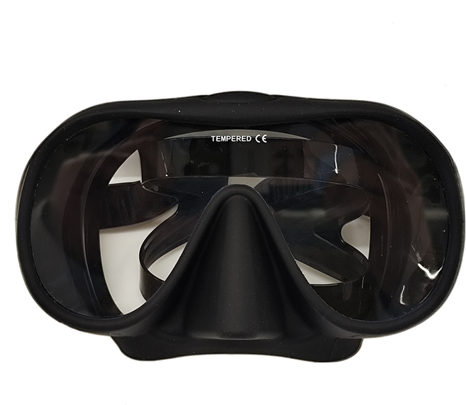 AQUATEC 無框矽膠單面鏡 男用 MK-202 寬版 - 潛水用品, 黑色(Black)