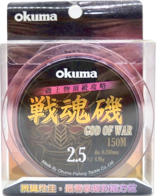 okuma 寶熊釣具 尼龍線 戰魂磯 God of war 3號 LSGW3150, 粉紅色 + 黑色, 1捲