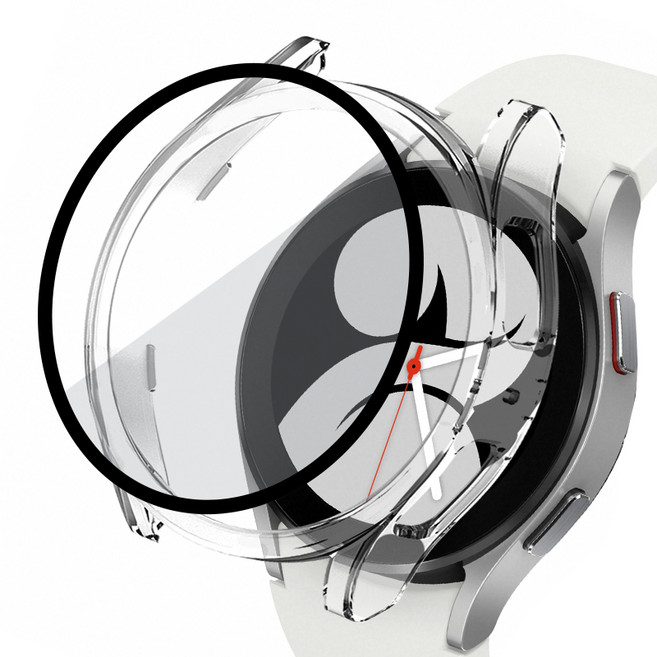 루아러블 갤럭시워치 액정 보호 강화유리 풀커버 케이스, 투명, 1개