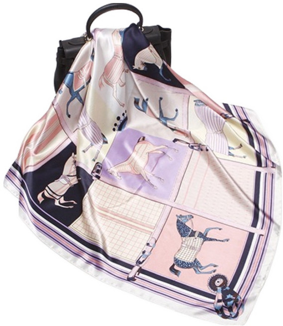 딥톡 부드러운 실크 패턴 대형 스카프 DT0424