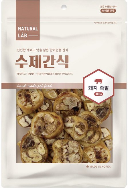 네츄럴랩 강아지 수제 건조간식, 돼지 족발, 400g, 1개