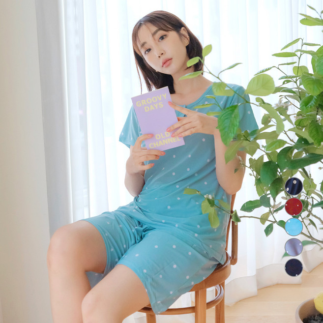 DOSSY 女款印花圖案短袖睡衣短褲套裝