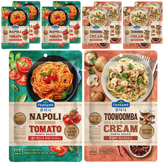 폰타나 나폴리 뽀모도로 토마토 파스타소스 150g x 5p + 투움바 130g x 5p, 1세트
