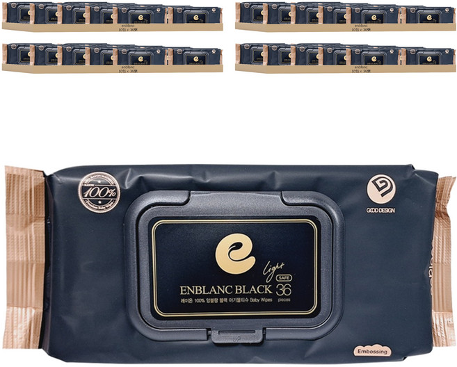 enblanc 極厚黑珍珠 純水濕紙巾隨身包 掀蓋式, 36張, 40包