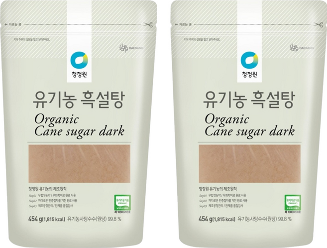 청정원 유기농 흑설탕, 454g, 2개