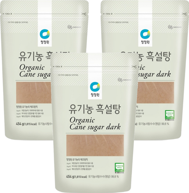 청정원 유기농 흑설탕, 454g, 3개