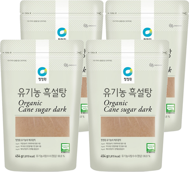 청정원 유기농 흑설탕, 454g, 4개