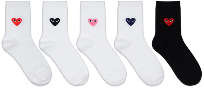 박군 여성용 하트눈 중목 양말 5족 세트