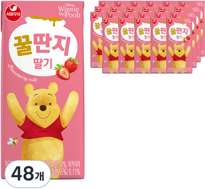 서울우유 딸기 꿀딴지, 180ml, 48개