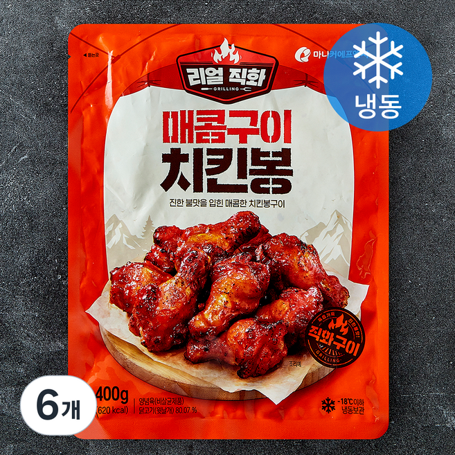 마니커에프앤지 리얼직화 매콤구이 치킨봉 (냉동), 400g, 6개