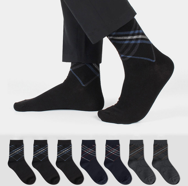 COZY LABEL 男士菱格紋亮點紳士襪 7雙組