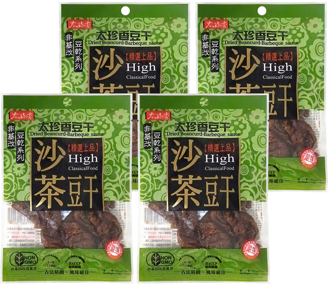 太珍香 沙茶豆干 深綠, 100g, 4包