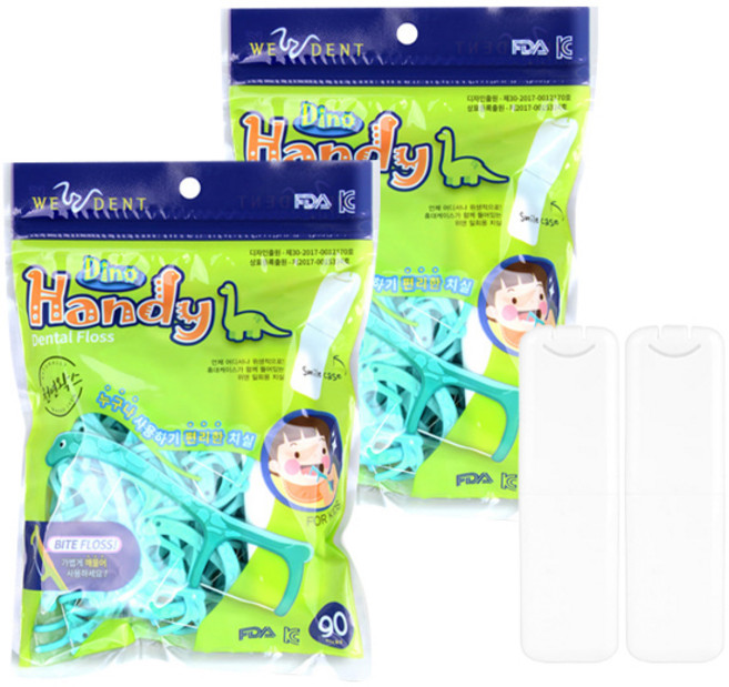 위덴 어린이 디노 핸디 치실 180p + 스마일 케이스 2p 세트, 1세트