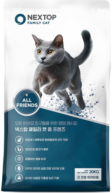 우성사료 전연령 넥스탑 패밀리캣 건식사료, 닭, 20kg, 1개