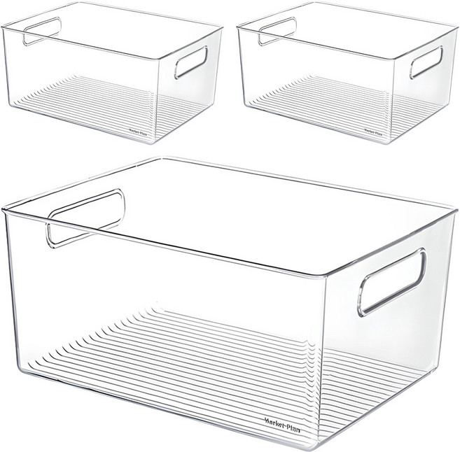 마켓플랜 미트 다용도 수납함, 투명, 3개