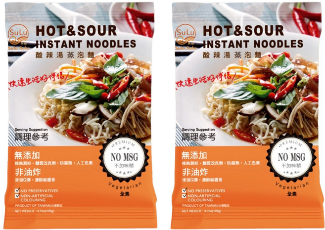承昌食品 Sulu Sulu 素滷 酸辣湯蒸泡麵 純素 105g, 2包