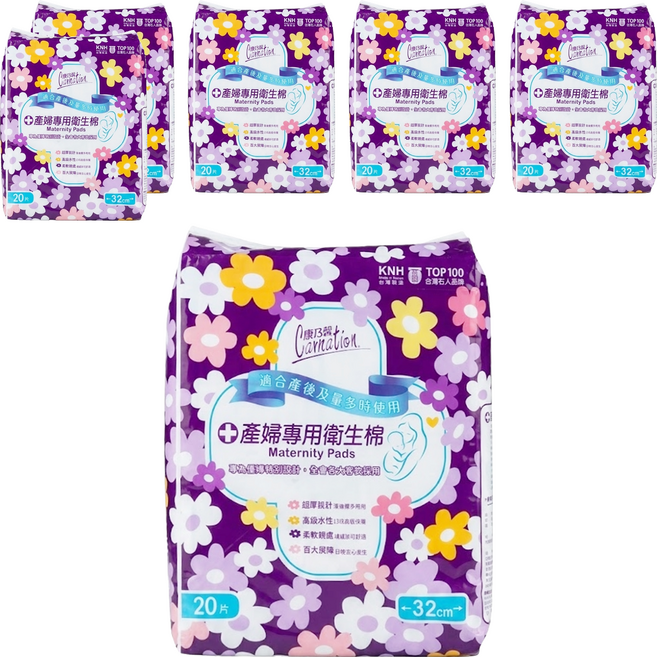 康乃馨 產婦專用衛生棉, 32cm, 20片, 6包