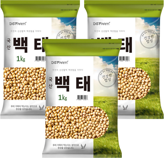 건강한밥상 국산 백태, 1kg, 3개