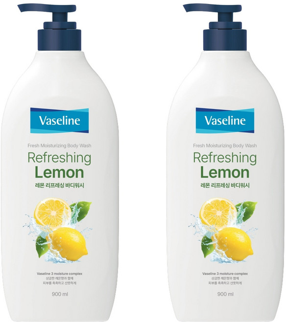 애경바세린 프레시 모이스처라이징 바디워시 레몬 리프레싱, 900ml, 2개