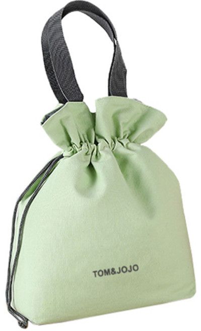 부드러운 파스텔 컬러 보온 보냉 토트 도시락 가방 그린