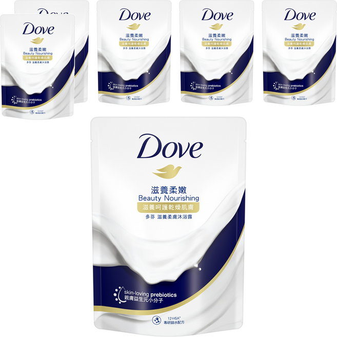 Dove 多芬 滋養柔膚沐浴乳 滋養柔嫩 補充包, 580g, 6組