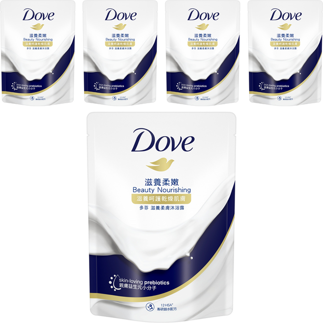 Dove 多芬 滋養柔膚沐浴乳 滋養柔嫩 補充包, 580g, 5組