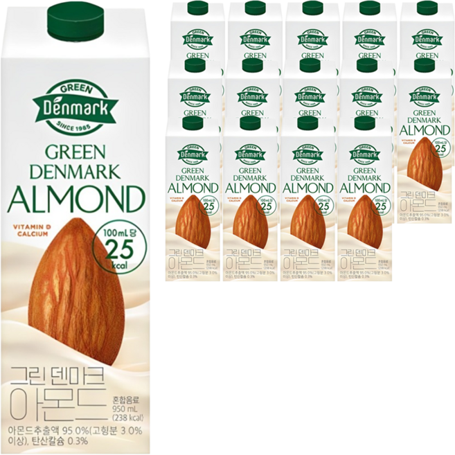 덴마크 그린덴마크 아몬드, 950ml, 15개