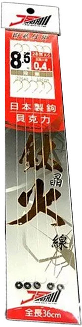 J STREAM 鈦火 蝦鉤 仕掛 搭貝克力火線 釣蝦 段差 天平鉤 -日本製 總長36cm, 5入, 1包