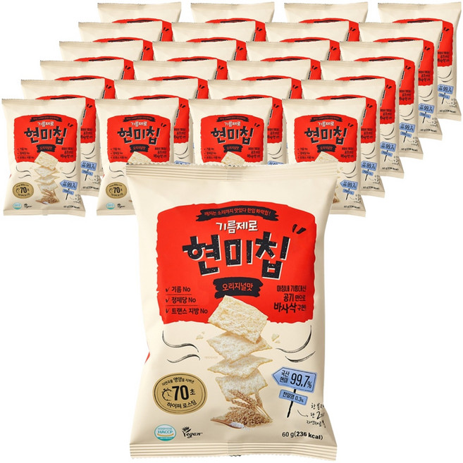 기름제로현미칩 국산, 60g, 25개