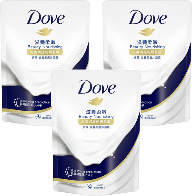 Dove 多芬 滋養柔膚沐浴乳 滋養柔嫩 補充包, 580g, 3組