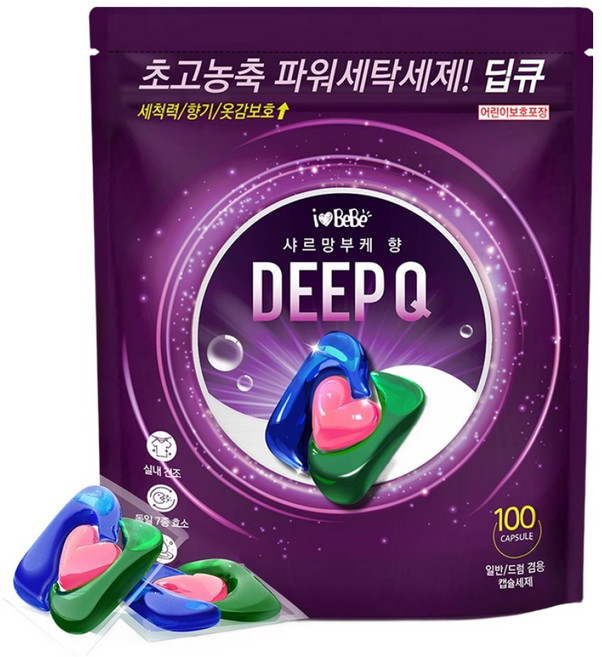 아이러브베베 딥큐 캡슐세제 샤르망부케향 1kg, 100개입, 1개