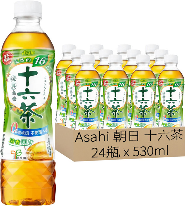Asahi 朝日 十六茶 零咖啡因複方茶, 530ml, 24瓶