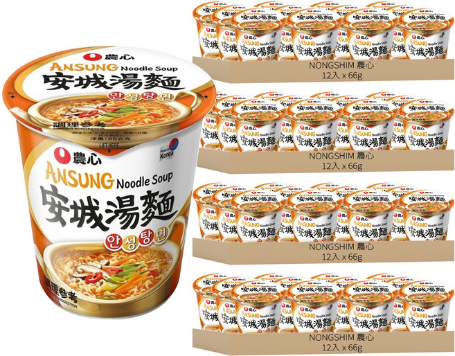 NONGSHIM 農心 安城湯麵 杯麵 66g, 48個