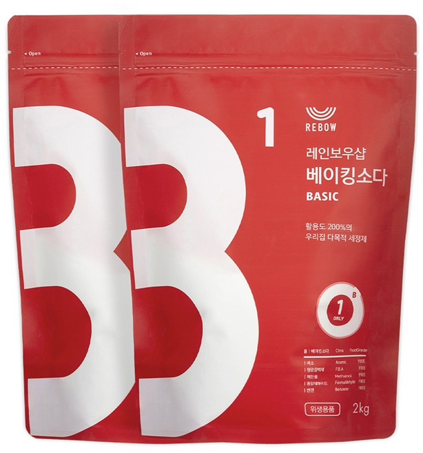 레인보우샵 베이킹소다 베이직, 2kg, 2개