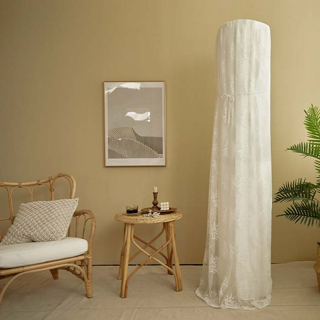 베베데코 스판 레이스 스탠드 원형 소피 에어컨커버, 화이트