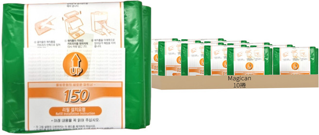 MAGIKAN Magic Roll Anywhere系列 補充捲筒垃圾袋 150R10D 西瓜色, 150ml, 10捲